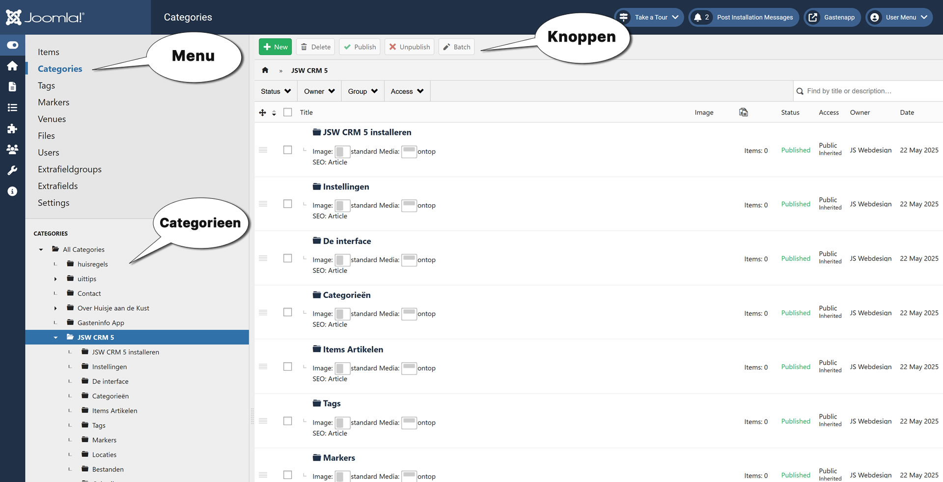 De administrator interface