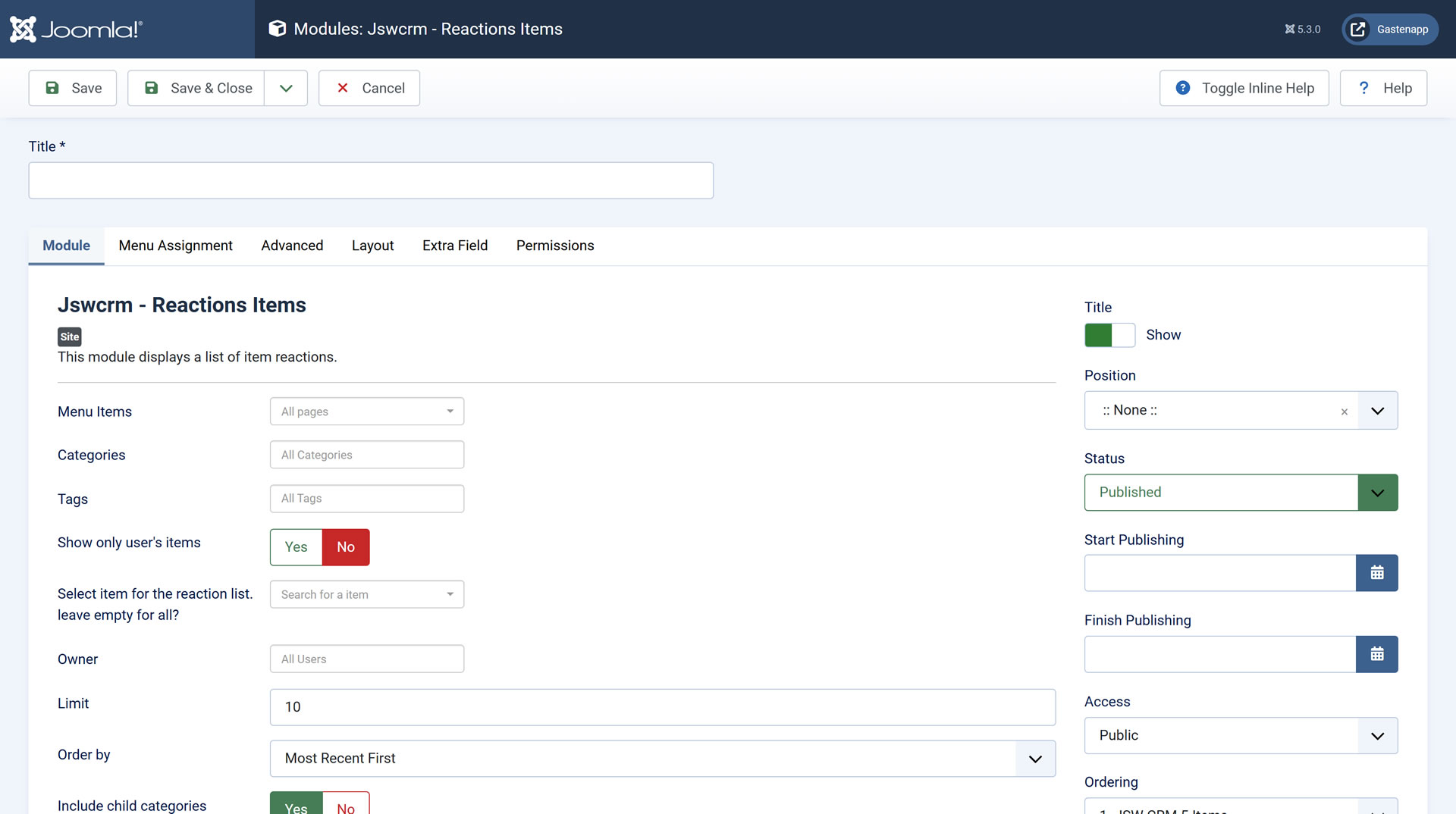 Reacties module