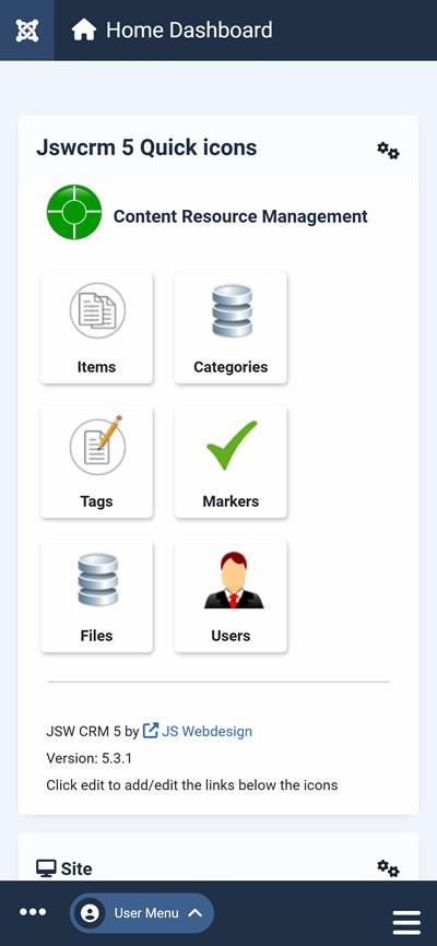 Quick icons module voor de administrator